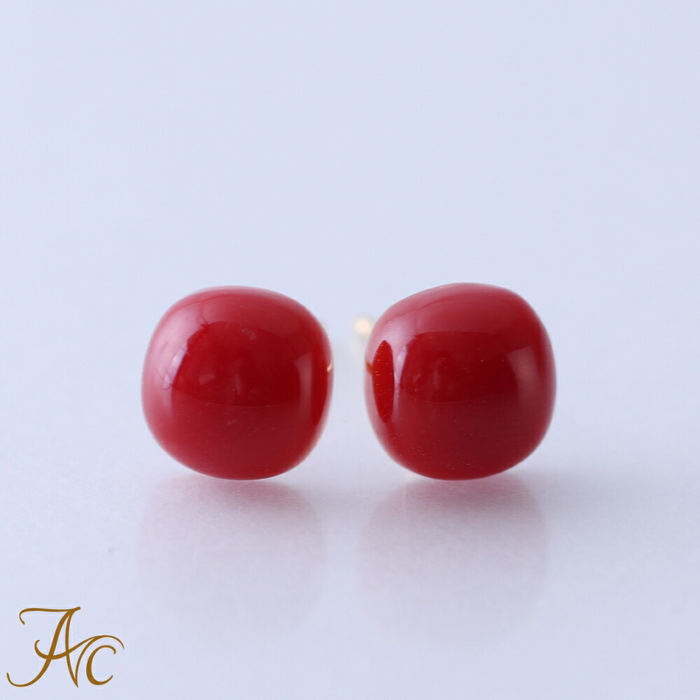 楽天市場】≪1年保証付き≫ 日本産血赤珊瑚4ミリ玉 K18 K18WGピアス