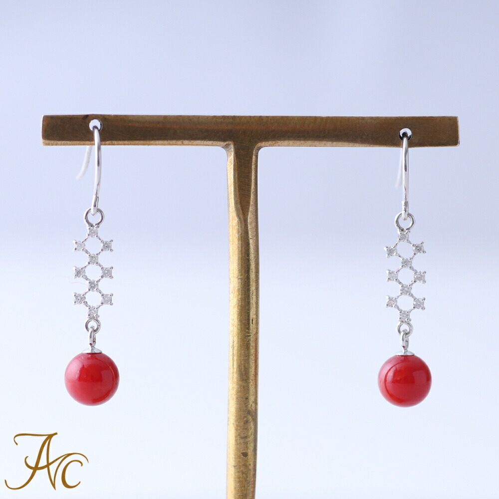 楽天市場】≪1年保証付き≫ 日本産血赤珊瑚＜ドロップ＞K18ピアス