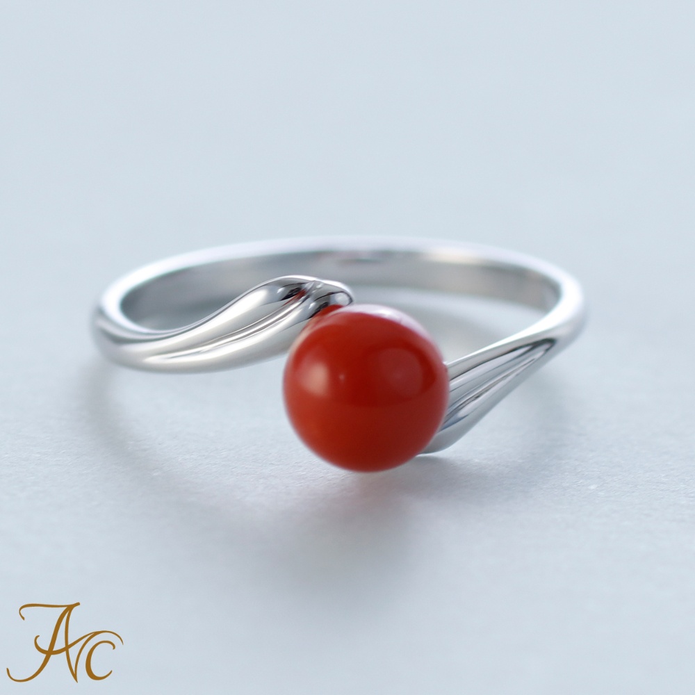 楽天市場】≪1年保証付き≫ 赤珊瑚6ミリ玉シルバーリング シンプル