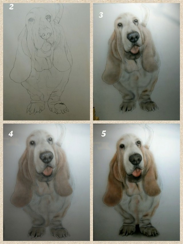 市場 愛犬の似顔絵 木製置物 エアーブラシ 絵画ワンちゃんリアル リアル ワンちゃん時計 木製オーダーペット似顔絵
