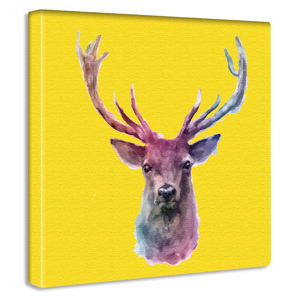 楽天市場 トナカイ 動物 イエローのインテリア用ファブリックパネル ファブリック パネル ポスター ボード 壁掛け アート 絵 おしゃれ インテリア 玄関 30cm 30cm Mサイズ 返品保証 インテリア アートパネル Artdeli