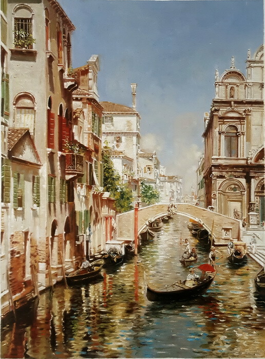 絵画 松浦敬文 水辺の城 （希望）10号 油彩画 油絵 風景画 開運 風水画 絵画 油絵 水辺の城 (松浦敬文) 【肉筆】【油絵】【外国の風景