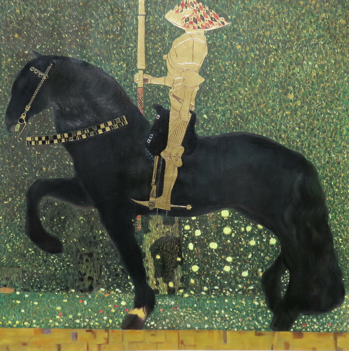 油絵 グスタフ・クリムトの名作_人生は戦いなり(黄金の騎士)　MA1418｜絵画制作専門ユーラシアアート