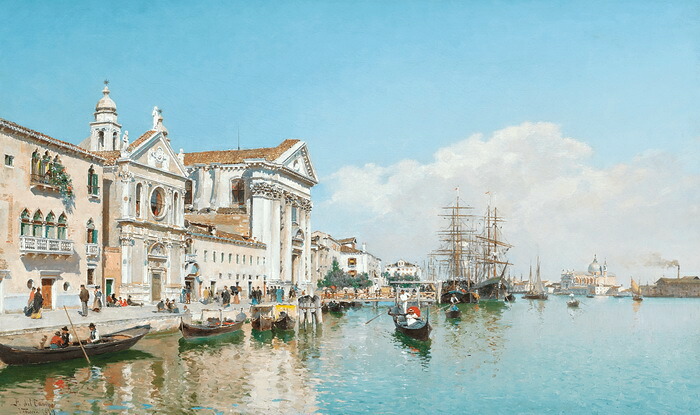 油絵 Federico del Campoの名作_ ベニスのサンタマリアデルロサリオ・ジェスアーティ教会　MA3193