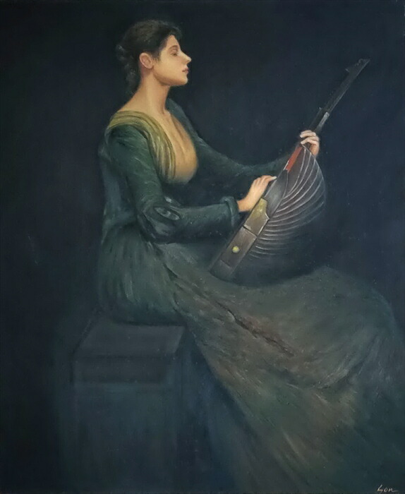 楽天市場】油絵 Thomas Wilmer Dewing_ 黄色のドレスの女 MA1650