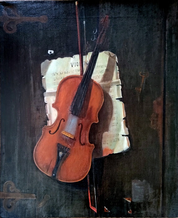 楽天市場】奥龍之介 バイオリンの少女 油彩8号 : ギャラリーダッドアート