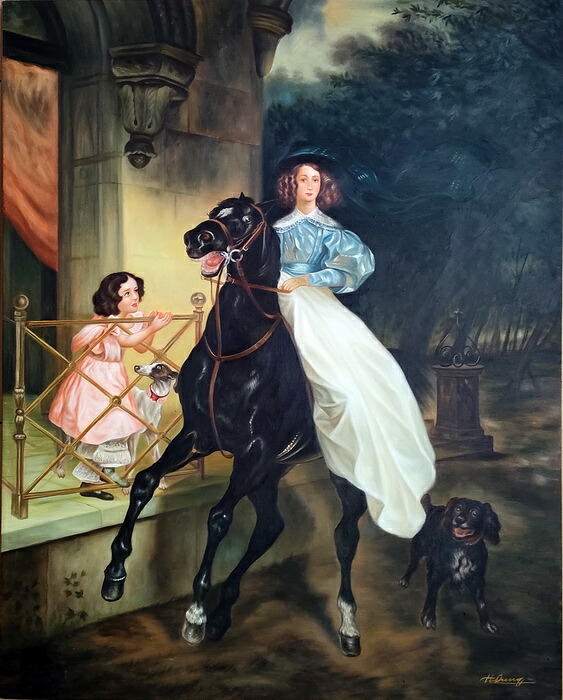 特価油絵　ブリューロフの名作_馬上の貴婦人 MA75｜絵画制作専門ユーラシアアート
