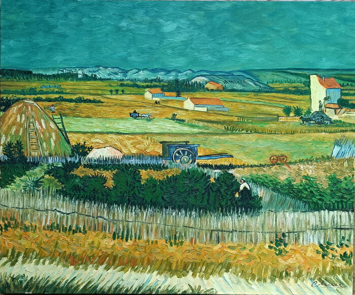 楽天市場】油絵 ゴッホの名作_荒れ模様の空の麦畑 ma159 : 絵画制作