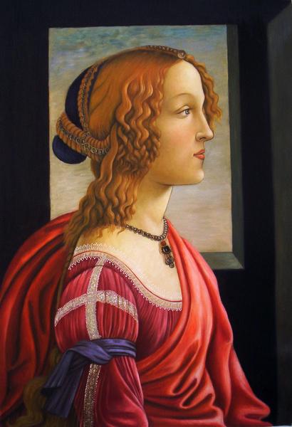 油絵 ボッティチェリの名作_若い婦人の肖像（シモネッタ・ヴェスプッチの肖像　ma510｜絵画制作専門ユーラシアアート