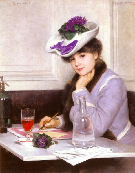 油絵 Hermann Fenner-Behmerの名作「手紙」　MA536