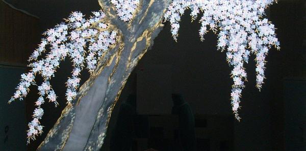 漆絵　夜の枝垂桜　nh82