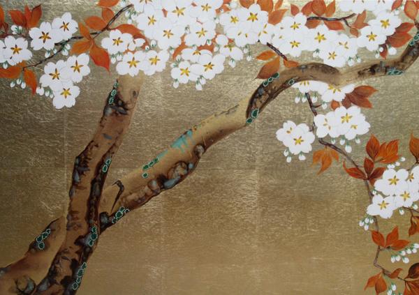 楽天市場 漆絵 酒井抱一の名作 桜図 左隻 絵画制作専門アートユーラシア