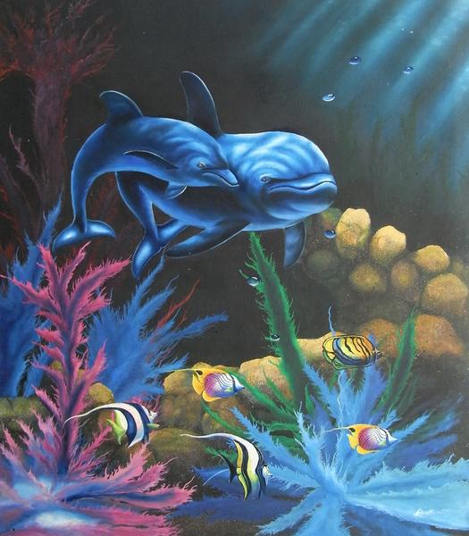 特価油絵 いるか A124|絵画制作専門ユーラシアアート