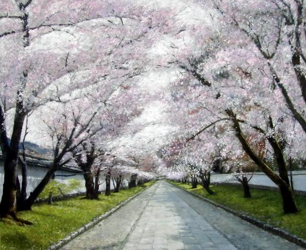 楽天市場】油絵 二十間道路桜並木 MA131 : 絵画制作専門ユーラシアアート