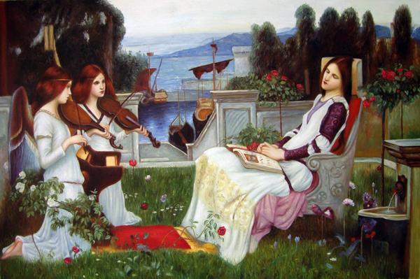特価油絵 John William Waterhouseの名作「聖セシリア」　MA537｜絵画制作専門ユーラシアアート