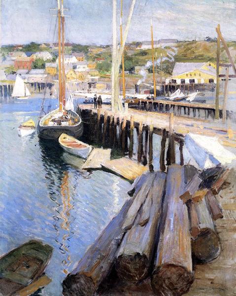 油絵 Metcalf Willard L_ グロスターシャー波止場　MA750｜絵画制作専門ユーラシアアート