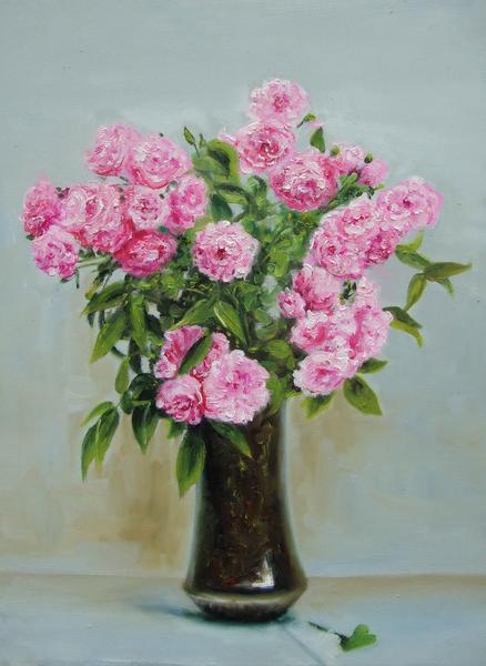 油彩画 花瓶の花 Y. Kishimoto 解し 花瓶の花 油彩画 - 絵画