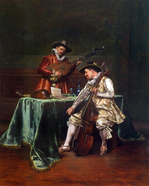 油絵 Lesrel Adolphe Alexandre_音楽家　ma1221｜絵画制作専門ユーラシアアート