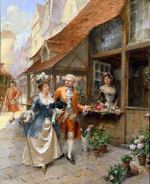 油絵 Lesur Henri Victor_花市場にて 3　MA1292｜絵画制作専門ユーラシアアート