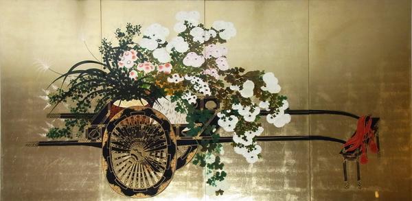 漆絵　花車図 4　nh165｜絵画制作専門ユーラシアアート