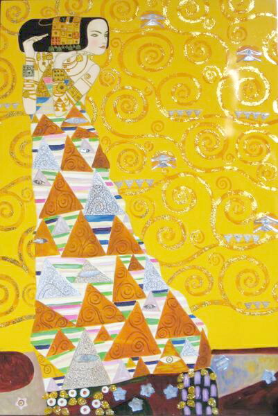 楽天市場】漆絵 クリムトの名作_接吻 専用額付 NH95 : 絵画制作