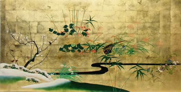 楽天市場】漆絵 円山応挙の名作_雨竹風竹(うちくふうちく)図・左隻