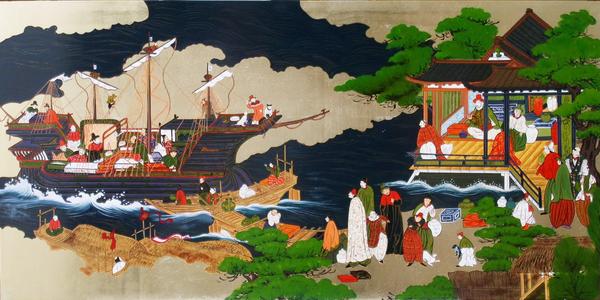 拓本 達磨東渡図 紙面110×53cm 拓本 達磨東渡図 紙面110×53cm