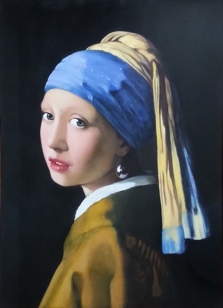 楽天市場】油絵 フェルメールの名作_真珠の耳飾りの少女（別名：青い