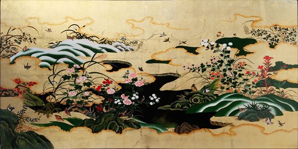 楽天市場】漆絵 円山応挙の名作_雨竹風竹(うちくふうちく)図・左