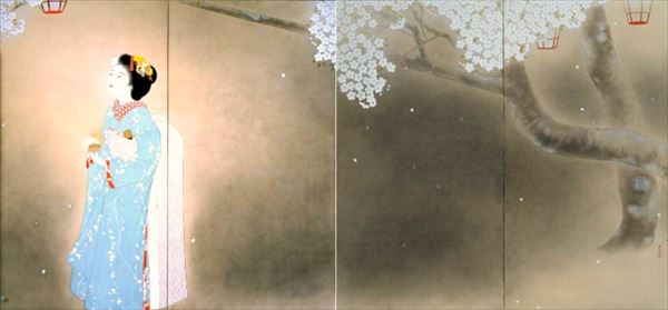 漆絵　北野恒富の名作_夜桜 NH289