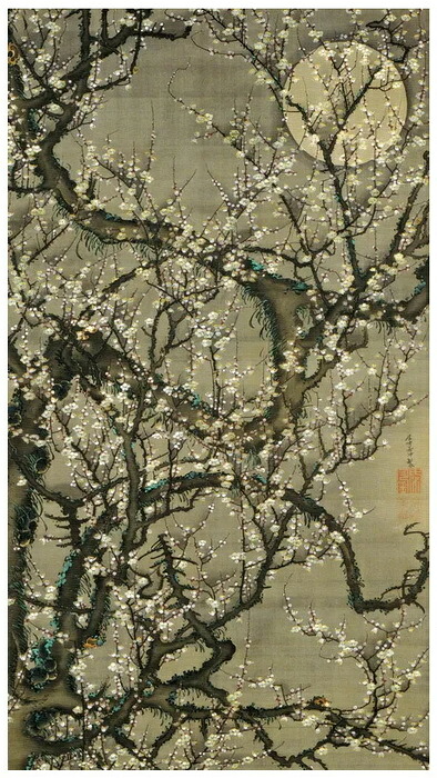 漆絵　伊藤若冲の名作_梅花皓月図 ばいかこうげつず　NH309