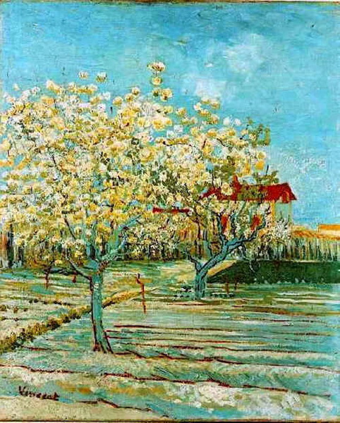 世界の複製名画 ゴッホ　果樹園 ゴッホ【糸杉のある花咲く果樹園】 - 手描き 絵画（油絵複製画