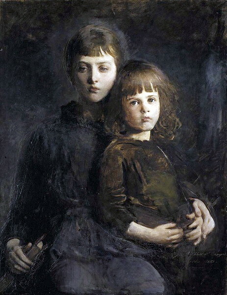 油絵 Mary and Gerald Thayer_ 兄妹 ma1615｜絵画制作専門ユーラシアアート