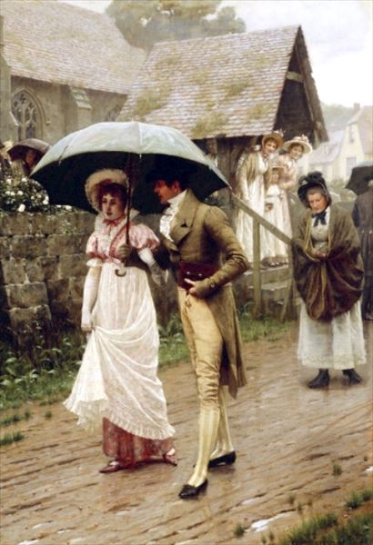 油絵 Edmund Blair Leighton_ 雨の日曜礼拝　MA1735｜絵画制作専門ユーラシアアート