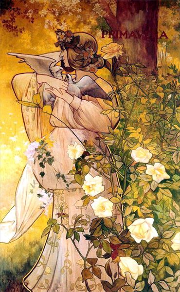 油絵 Alexandre de Riquer_プリマベラ　MA1780｜絵画制作専門ユーラシアアート