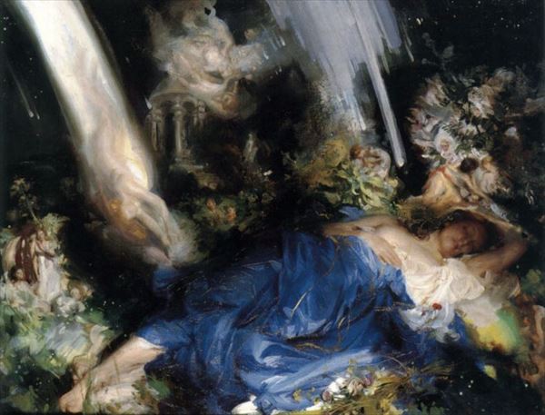油絵 Charles Sims_ジュリアの夜　MA1900｜絵画制作専門ユーラシアアート