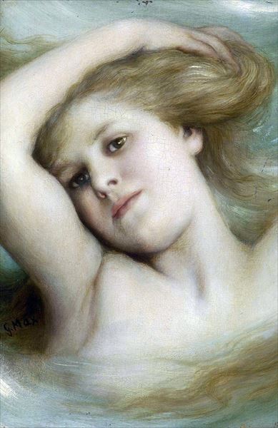 油絵 Gabriel von Max_ 水の妖精　MA2042｜絵画制作専門ユーラシアアート
