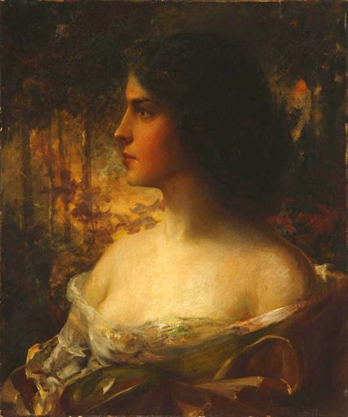 油絵 Julian Alden Weir_ Hercilia　MA2237
