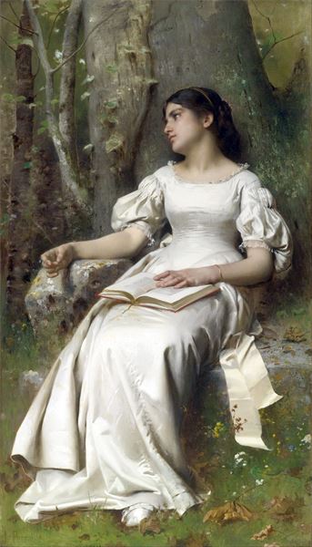 油絵 Leon-Jean-Basile Perrault_ 瞑想　MA2249｜絵画制作専門ユーラシアアート