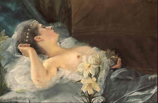 油絵 Max Lewis_眠れる美女　MA2287｜絵画制作専門ユーラシアアート