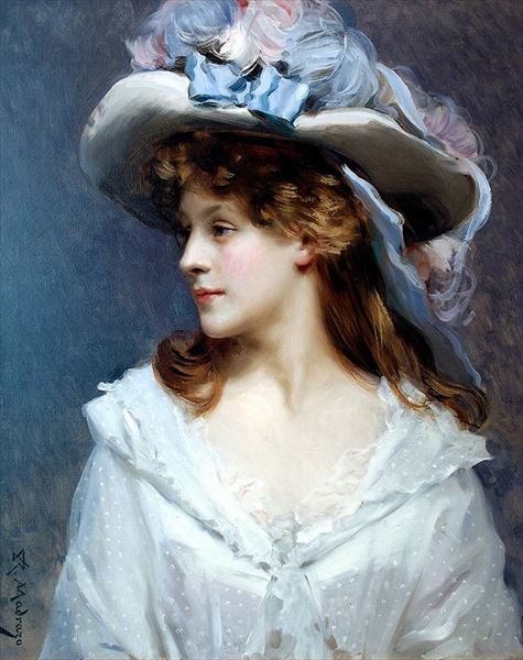 油絵 Raimundo de Madrazo y Garreta_ラベンダーの婦人　MA2349｜絵画制作専門ユーラシアアート 55,440円