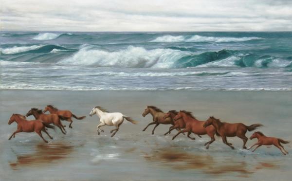 楽天市場】「九頭馬」M.Hark F8サイズ油彩画・直筆油彩画・油絵