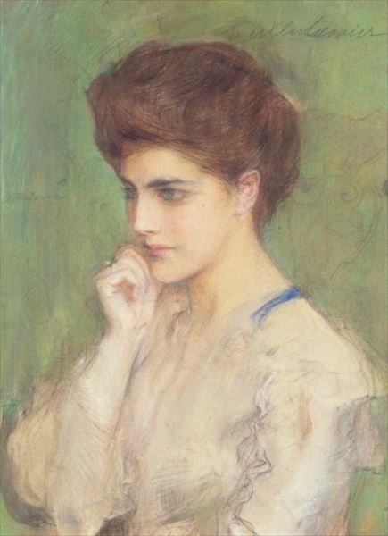 油絵 Teodor Axentowicz_考える女　ma2403