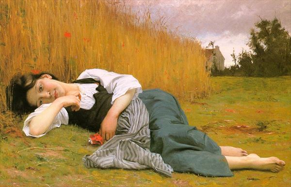 油絵 ブーグローの名作_収穫の合間の休息　ma2464｜絵画制作専門ユーラシアアート