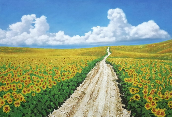 楽天市場】油絵 ひまわり畑 ma2823 : 絵画制作専門ユーラシアアート