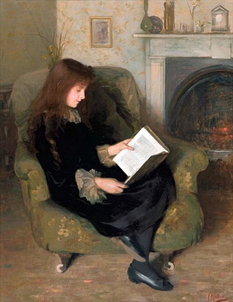 油絵 Florence Fuller_読書　MA2535 50,820円