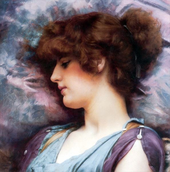 油絵 John William Godward_想い　ma2600