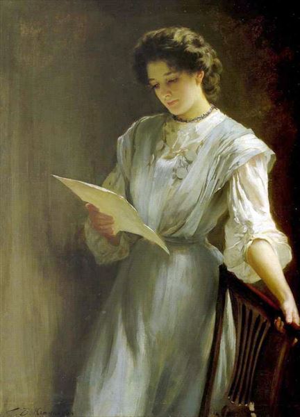 油絵 Thomas Benjamin_手紙　MA2655｜絵画制作専門ユーラシアアート