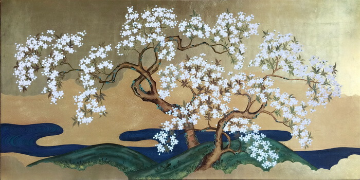 楽天市場】吠木正樹「 朝もや沈金 」漆絵 12号 輪島塗 金蒔絵 漆