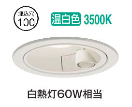 大光電機 屋内･屋外兼用人感センサー付ダウンライト DDL6259AW Φ100 温白色 白熱灯60W相当 工事必要